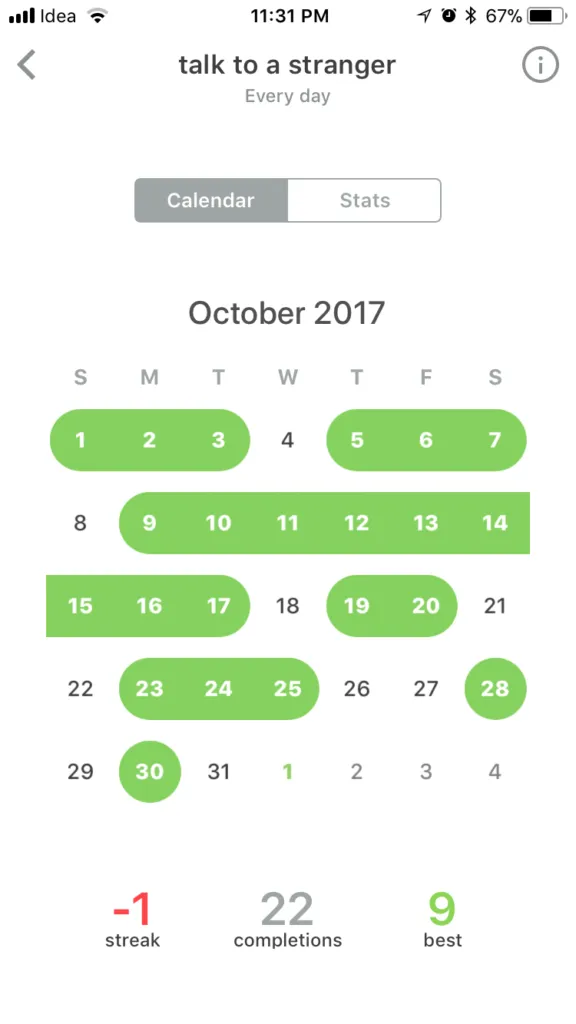 october challenge tracker