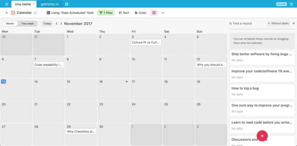airtable calendar view
