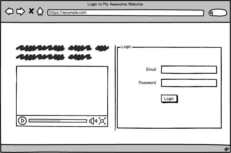 login form at right with a video at left