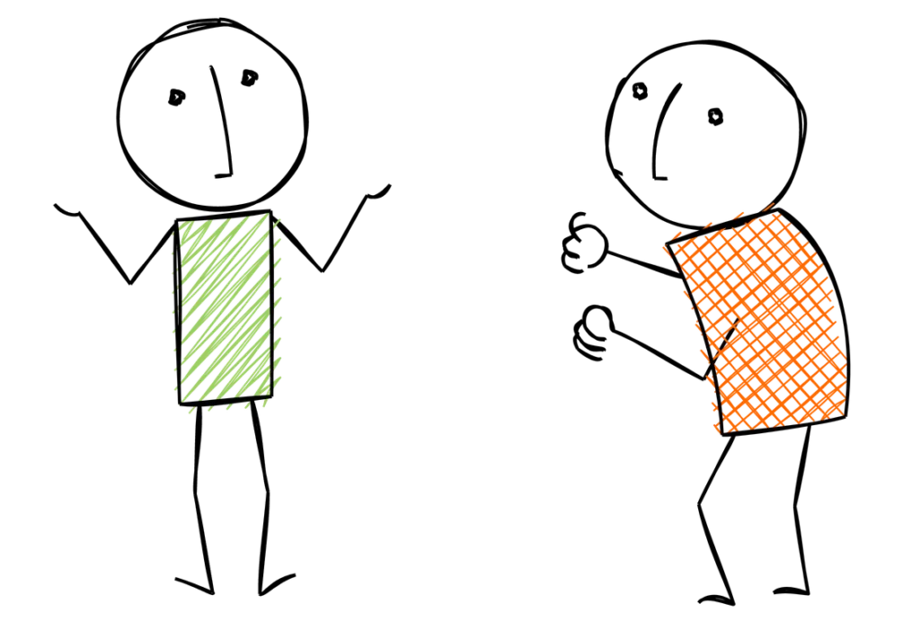 two stick figures arguing