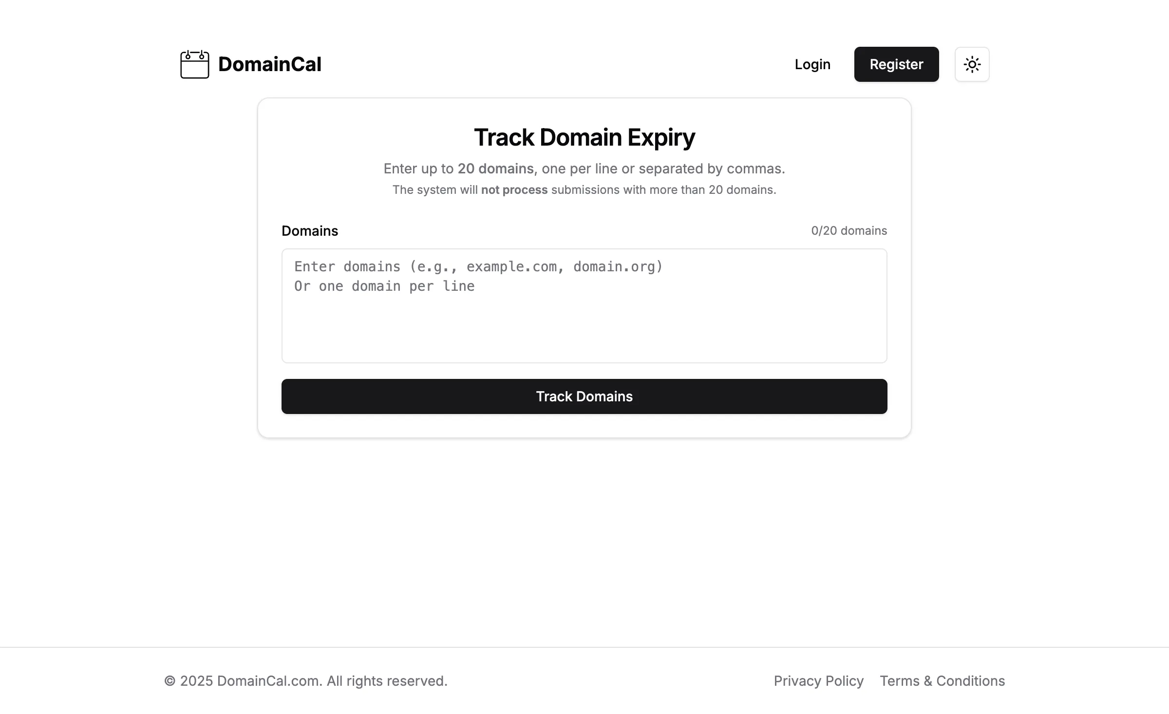 DomainCal - Domain Expiry Tracking